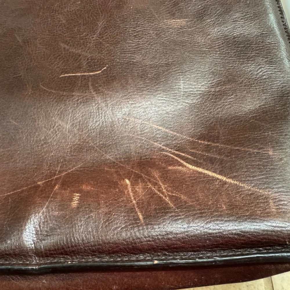 WORN Aged Brown High End WILSONS Leather Briefcase Lawyer Bag Pelle Studio